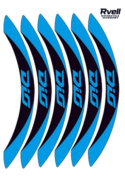 Rvell Honda Dio Uyumlu Jant Şeridi Seti - 12 Parça ( Siyah - Mavi ) 002