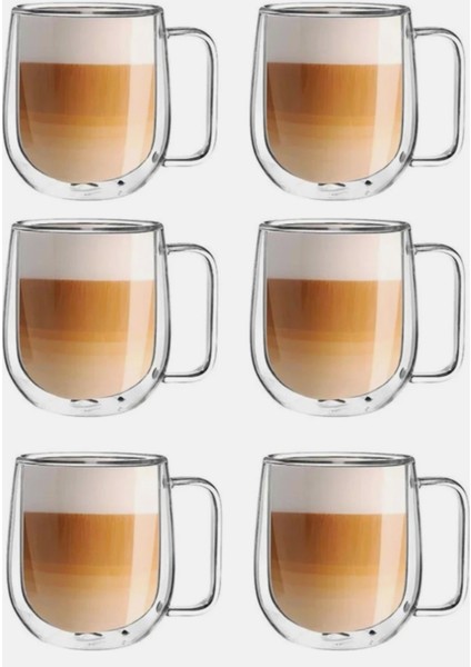 6 Adet Çift Çidarlı Kahve Latte Bardagı