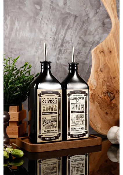 Western Serisi 500ML Amber Ahşap Stantlı Zeytinyağı Şişesi,ayçiçek Yağı Şişesi Yağdanlık modelleri