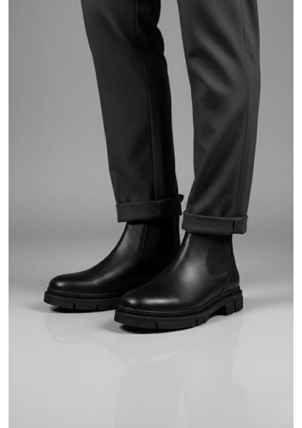 Hard Hakiki Deri Kalın Taban Erkek Kışlık Chelsea Bot fırsatları