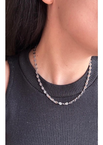 Xuping Gemici Düğme Model Silver Zincir Kolye
