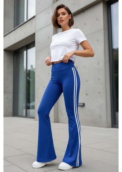 Yüksek Bel Yan Şeritli Ispanyol Paça Kadın Tayt