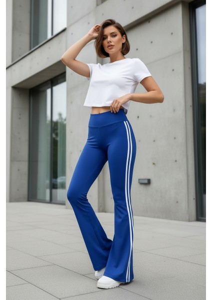 Yüksek Bel Yan Şeritli Ispanyol Paça Kadın Tayt fırsatları