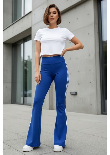 Yüksek Bel Yan Şeritli Ispanyol Paça Kadın Tayt indirimleri