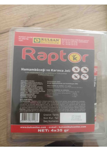 Raptor Jel Tüm Hamam Böceği ve Karınca Jeli