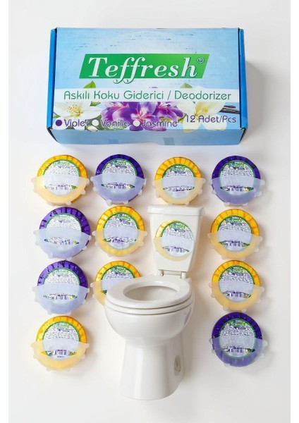 Askılı Wc Koku Giderici 50 gr 12 Ad Teffresh Karma Renkler indirimleri