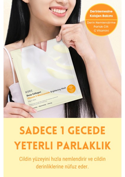 Bio Kolajen Şeffaf Kore Maskesi - C Vitamin ve Niacinamide Içerikli Parlaklık ve Nemlendirme 4 Adet modelleri