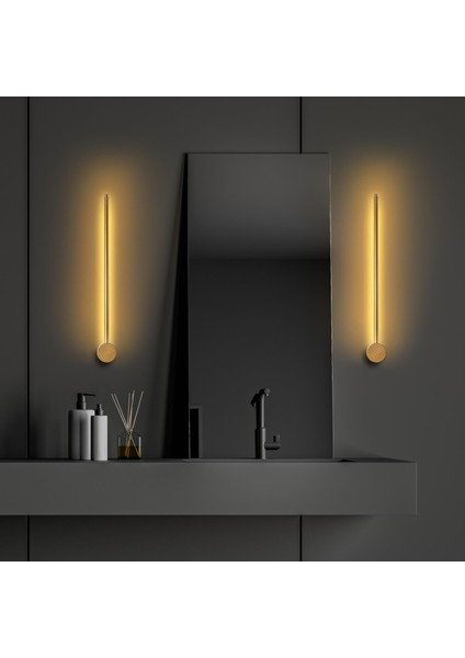 Modern Led'li Çubuk Aplik Parlak Gold, Tekli LED Duvar Aplik Aydınlatma 3000K Sarı Işık SWORD-13483