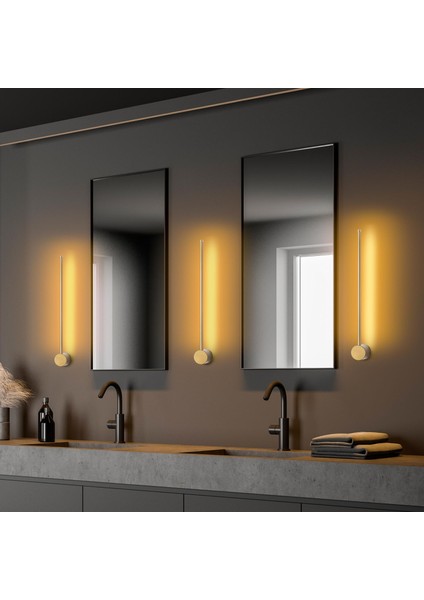 Modern Led'li Çubuk Aplik Parlak Gold, Tekli LED Duvar Aplik Aydınlatma 3000K Sarı Işık SWORD-13483