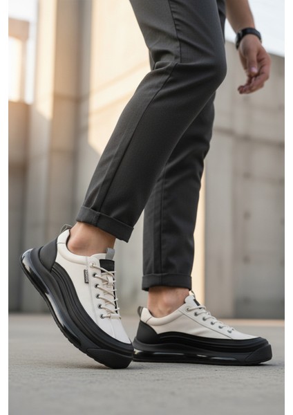 Beyaz Hakiki Deri Erkek Casual Ayakkabı 24K500-1 M modelleri