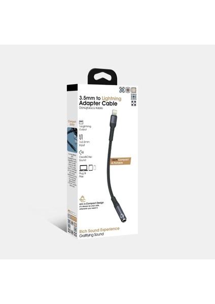 3.5 mm To Lightning Çevirici Dönüştürücü Ses Aktarıcı Kablo 12 cm Aux Lightning Çevirici fırsatları