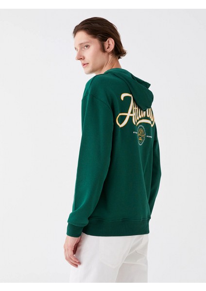 Xsıde Yeşil Uzun Kollu Baskılı Erkek Hoodie