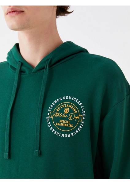 Xsıde Yeşil Uzun Kollu Baskılı Erkek Hoodie fırsatları