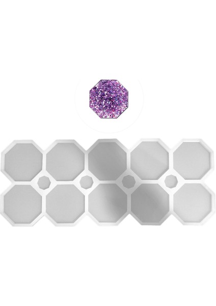 Epoksi Silikon Kalıp Sekizgen Bardak Altı ve Magnet Kalıbı 6.8 cm 10 Lu