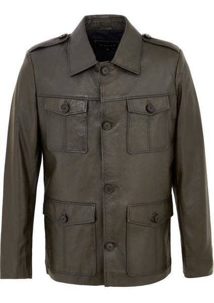 Haki Hakiki Deri Erkek Hakiki Deri Ceket - E22BDM310390-R2X