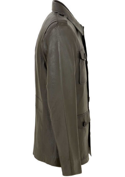 Haki Hakiki Deri Erkek Hakiki Deri Ceket - E22BDM310390-R2X