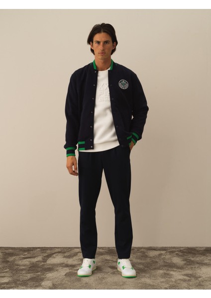 Erkek Lacivert Pamuk Dokulu Regular Fit Sweatmont