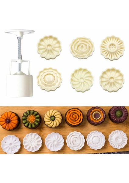 Basmalı Kurabiye Kalıbı Çiçek Şekilli Kurabiye Makinesi 7 Parça modelleri