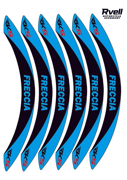 Rvell Rks Freccıa Uyumlu Jant Şeridi Seti - 12 Parça ( Siyah - Mavi ) 002