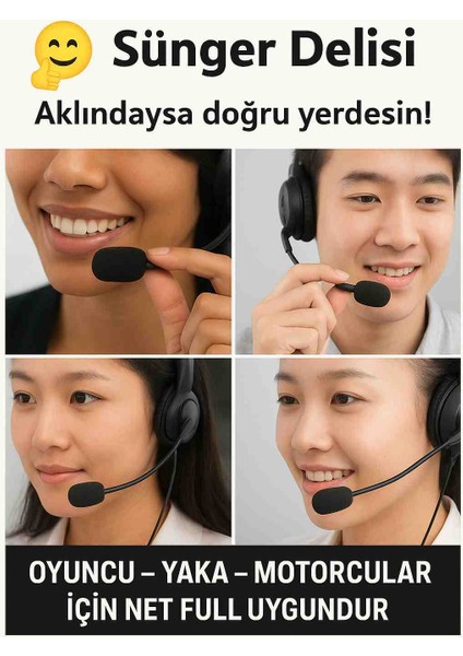 1 Adet Mikrofon Süngeri | Rüzgar ve Gürültü Önleyici | Motosiklet Intercom Uyumlu, Oyuncu ve Yayıncılar Için