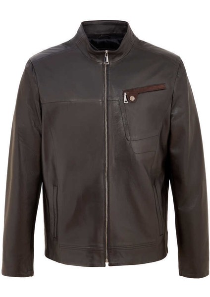 Kahve Hakiki Deri Erkek Hakiki Deri Mont - E22BDM310388-Q3I