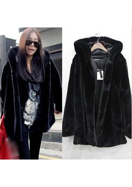 Yumuşak Kürk Mont Kapişonlu
