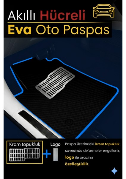 Chevrolet Epica 2006-2012 Aracınıza Özel Eva Paspas Siyah Mavi | Kaymaz ve Yıkanabilir Oto Paspas modelleri