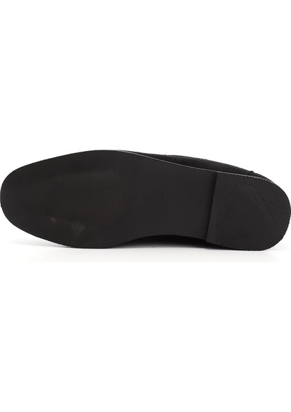 Kadın Siyah Deri Küt Burunlu Tokalı Babet fırsatları