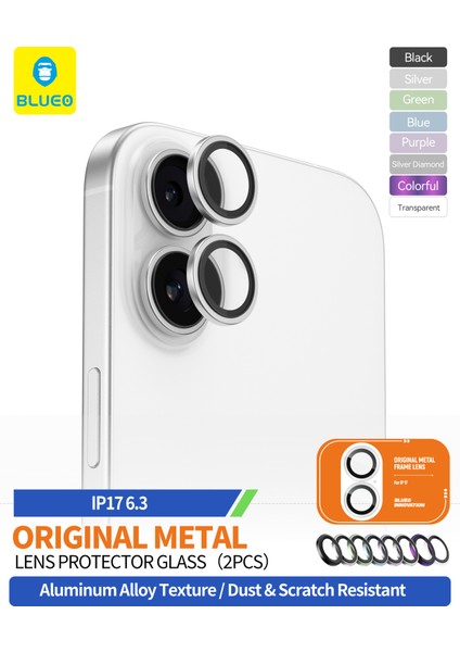 Metal Frame iPhone 17 Uyumlu Orijinal Metal Kozmik / Abis Mavi Blue Kamera Lens Koruyucu modelleri
