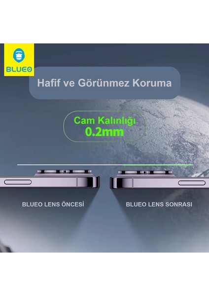 Metal Frame iPhone 17 Uyumlu Orijinal Metal Kozmik / Abis Mavi Blue Kamera Lens Koruyucu