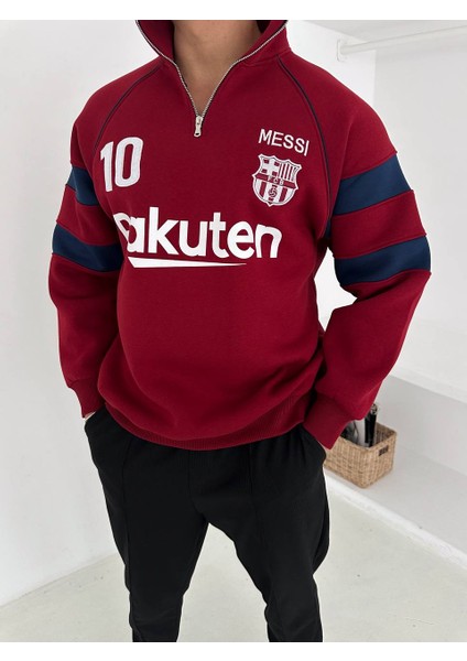 Oversıze Kaliteli Şardonlu Sweatshırt - Messı 10 Barcelona Sweat Kapüşonlu indirimleri