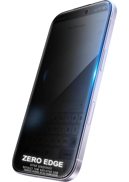 (Zero Hayalet) iPhone 17 Uyumlu Hayalet Siyah Çerçevesiz Tam Kaplayan Cam Ekran Koruyucu