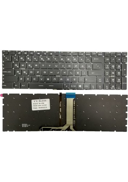 Nion Msi GF75 Thin 9SCSR-432XTR Uyumlu Notebook Klavye (Siyah Tr Beyaz Renk Aydınlatmalı)