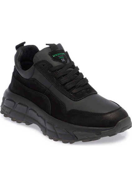 Siyah Hakiki Deri Erkek Sneaker - E23S1AY56387-A23