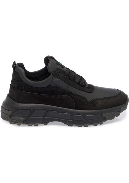 Siyah Hakiki Deri Erkek Sneaker - E23S1AY56387-A23