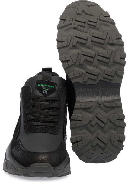 Siyah Hakiki Deri Erkek Sneaker - E23S1AY56387-A23