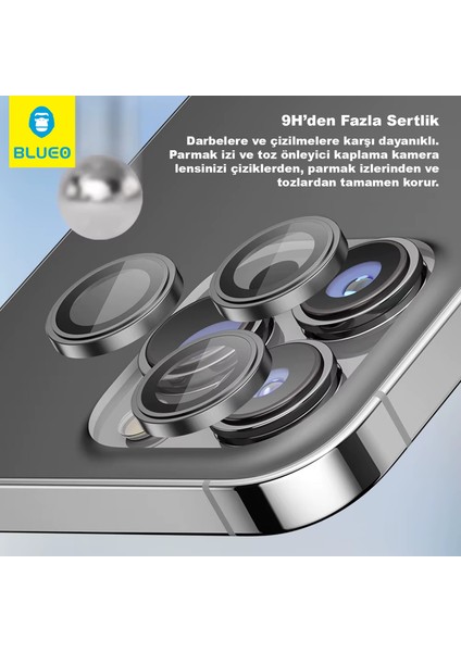 Metal Frame iPhone 17 Pro Uyumlu Orijinal Metal Kozmik / Gümüş Gri Silver Kamera Lens Koruyucu