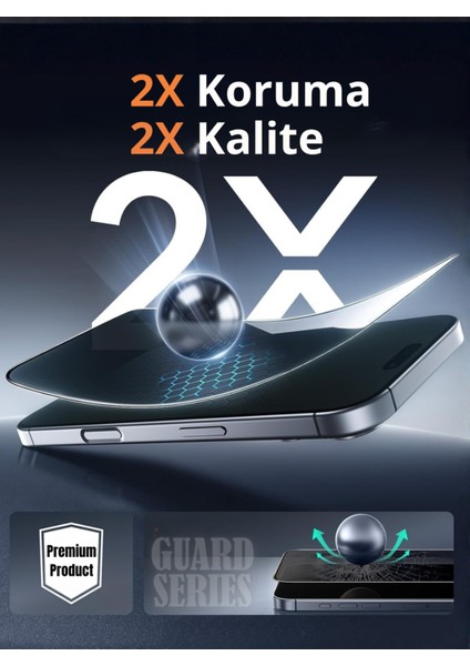 (3'lü Guard Hayalet) iPhone 17 Pro Uyumlu Hayalet Özellikli Tam Kaplayan Temperli Cam Ekran Koruyucu modelleri