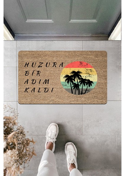 Yüksek Kaliteli Dijital Baskı Huzura Bir Adım Kaldı Hawai Tema Kapı Önü Paspası