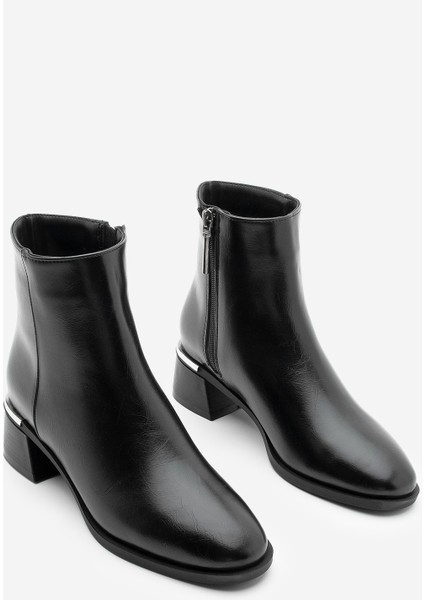 Potinonline K9711 Kadın Metal Ökçe Kalın Topuklu Bot modelleri