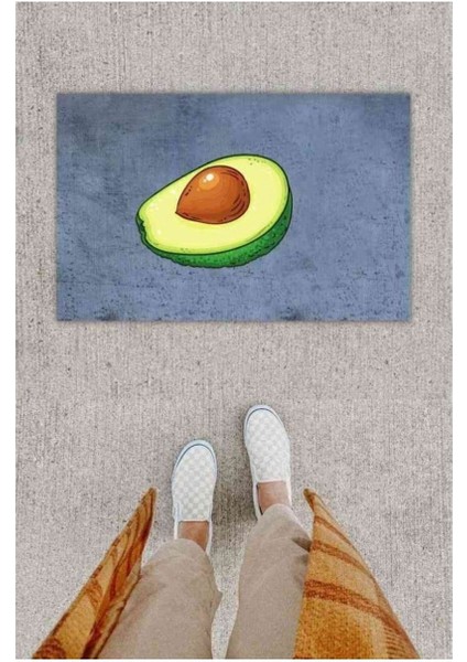 Dijital Baskı Dekoratif Avakado Antrasit Kapı Önü Paspası PS1251