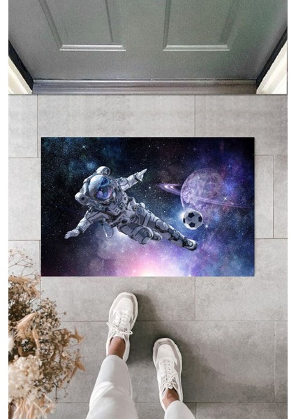 Çok Amaçlı Dijital Galaxy Astronot Mavi Kapı Paspası Dış Mekan Paspas