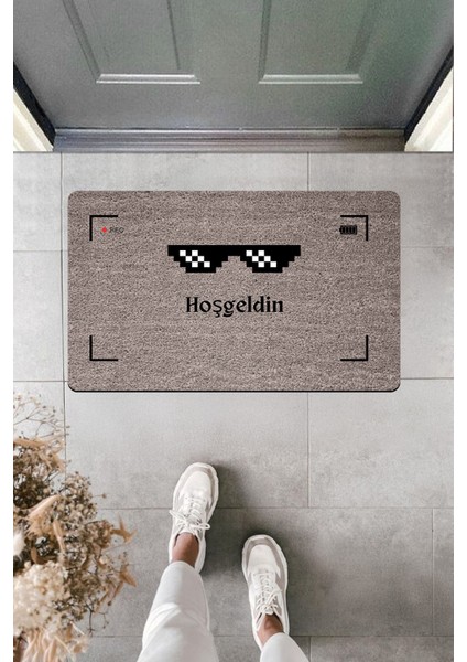 Yüksek Kaliteli Dijital Baskı Tag Gözlüklü Hoşgeldiniz Kapı Önü Paspası