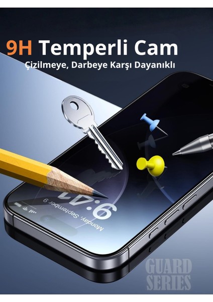 (3'lü Guard Hayalet) iPhone 17 Pro Uyumlu Hayalet Özellikli Tam Kaplayan Temperli Cam Ekran Koruyucu fırsatları