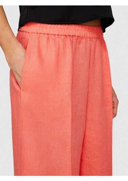 %100 Keten Beli Büzgülü Önü Pileli Geniş Paça Pantolon Kadın Düzenlenecek Pantolon - 324P4AGHLF03U fiyatları