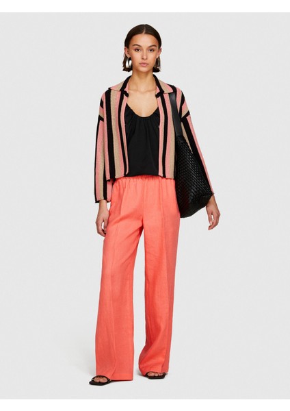 %100 Keten Beli Büzgülü Önü Pileli Geniş Paça Pantolon Kadın Düzenlenecek Pantolon - 324P4AGHLF03U fırsatları