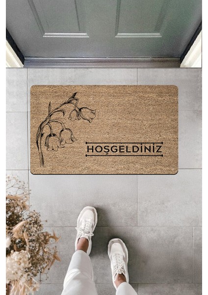 Yüksek Kaliteli Dijital Baskı Lale ve Dalı Hoşgeldiniz Kapı Önü Paspası