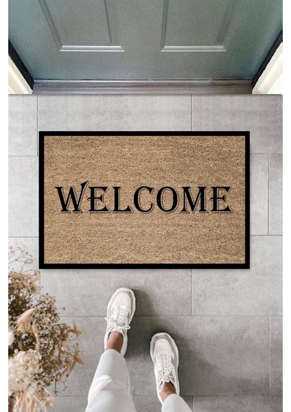 Modern Dijital Baskı - Çerçeveli Welcome - Kapı Önü Paspası