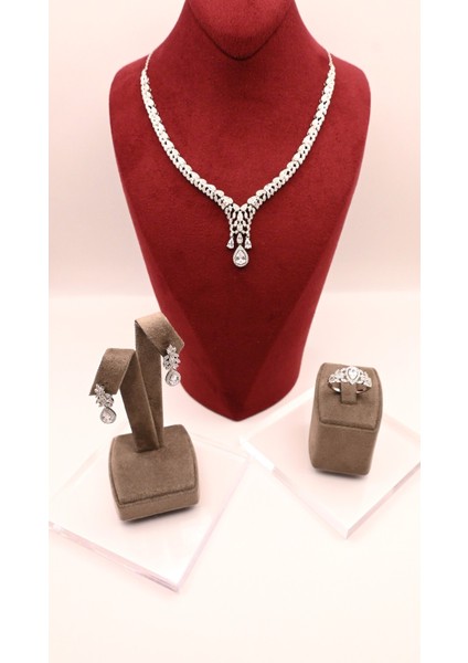 925 Ayar Gümüş Damla Kesim Set Zarif Takım fiyatları