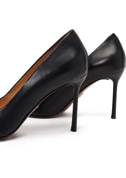 Kadın Siyah Ince Topuklu Deri Stiletto Ayakkabı 25AFD100818
